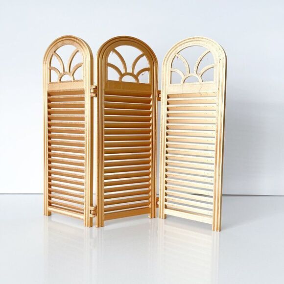 3-Panel Gold Screen for Dolls 1:6 Scale Furniture 12” Barbie Integrity Blythe - Picture 5 of 5
